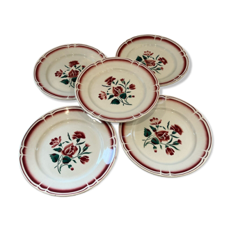 Lot de 5 assiettes plates Sarreguemines