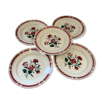Set of 5 flat plates - Sarreguemines