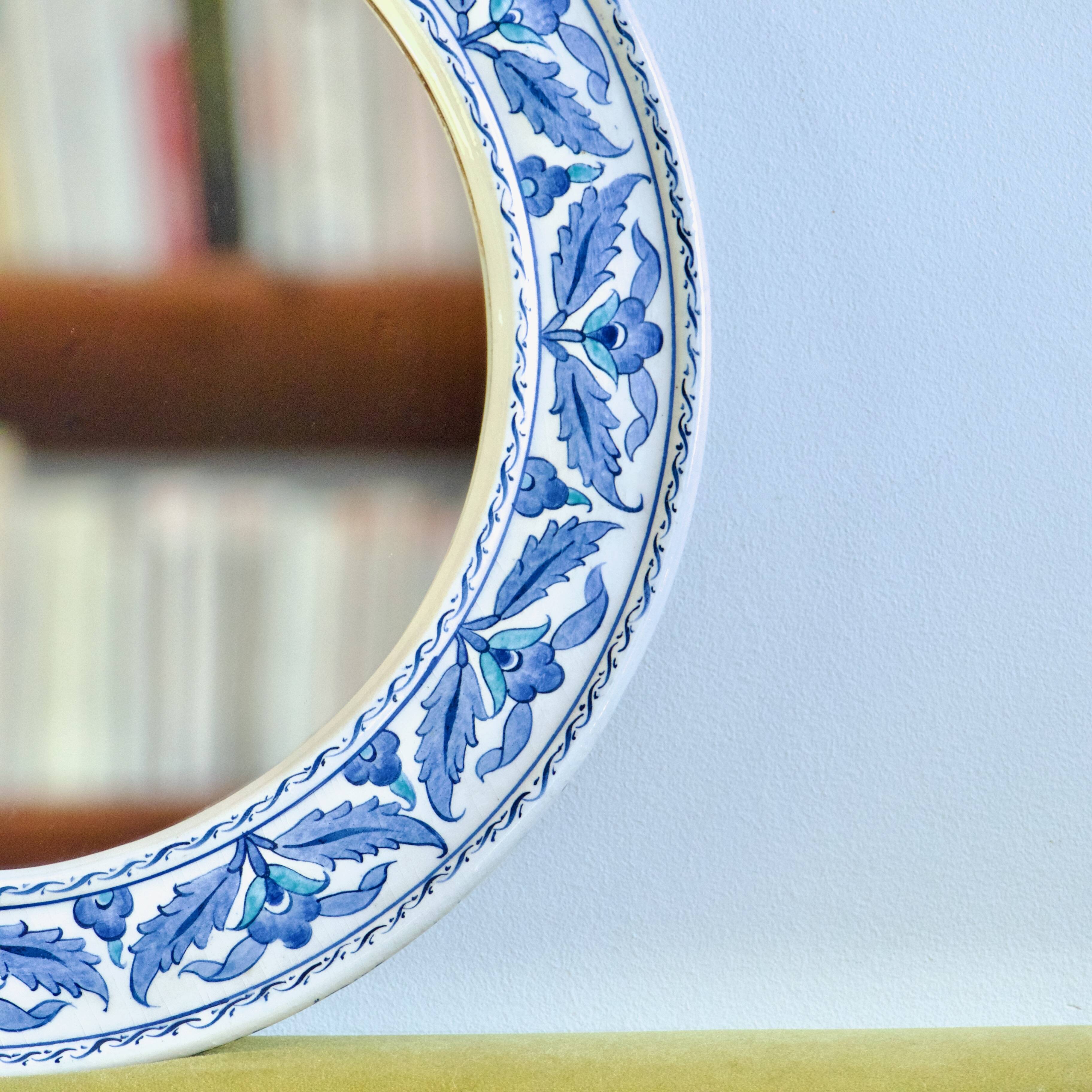 Hand painted ceramic round mirror
