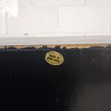 Cabinet vintage noir en laque chinoise avec fleurs et oiseaux / bohème