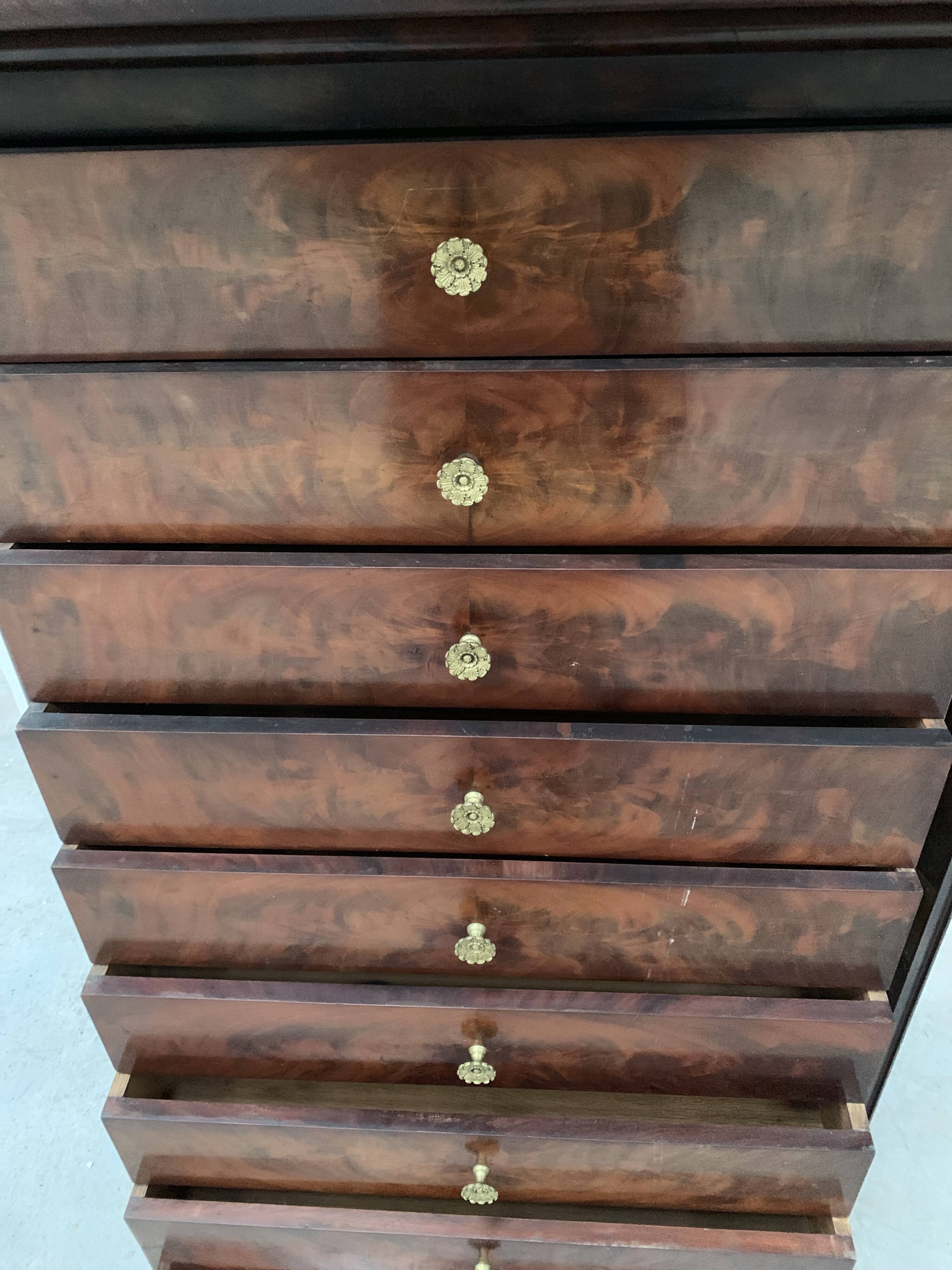 19th century mahogany and veneer cardboard or notary cabinet