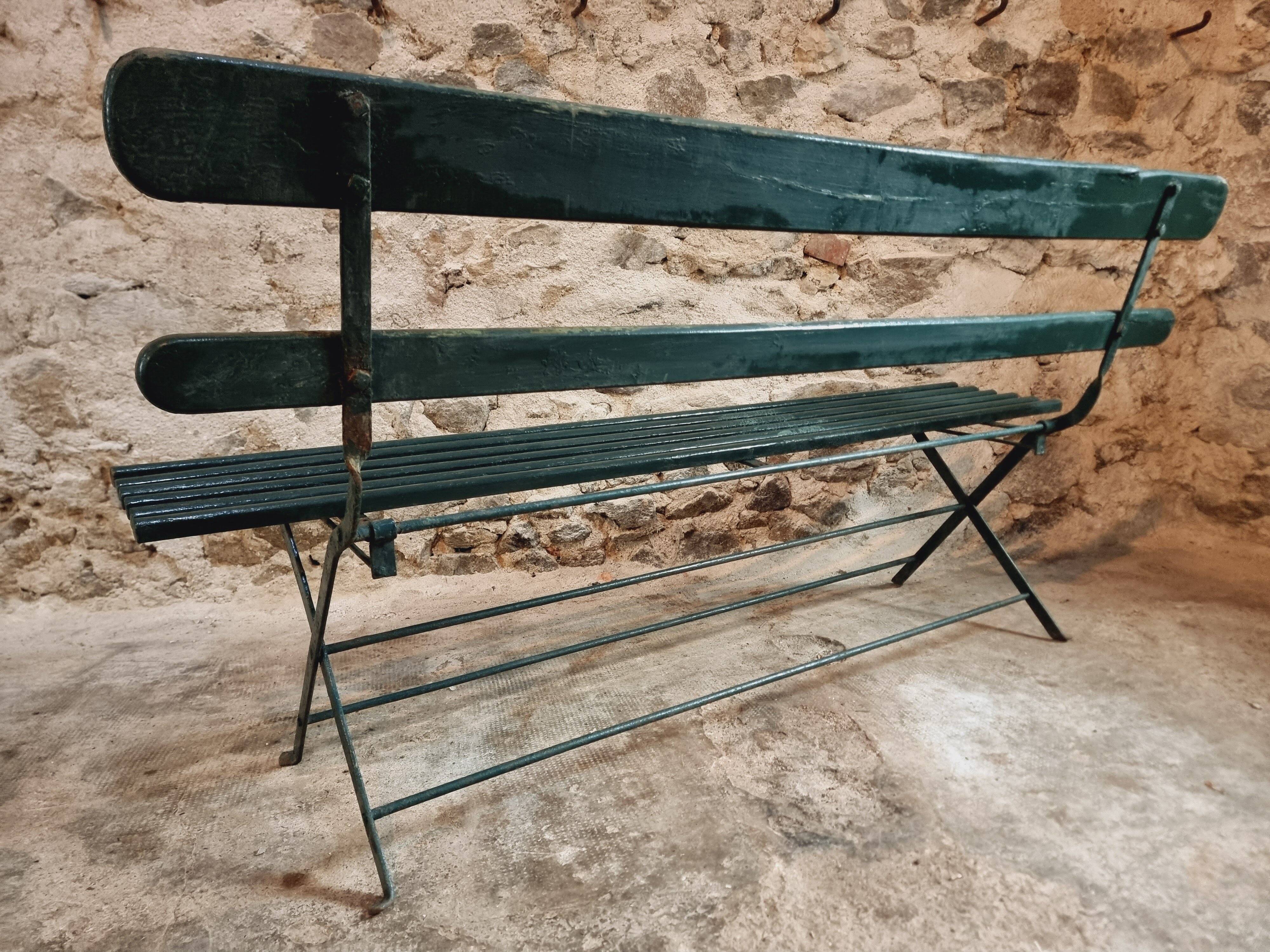 Antique folding garden bench – France – 1930s
