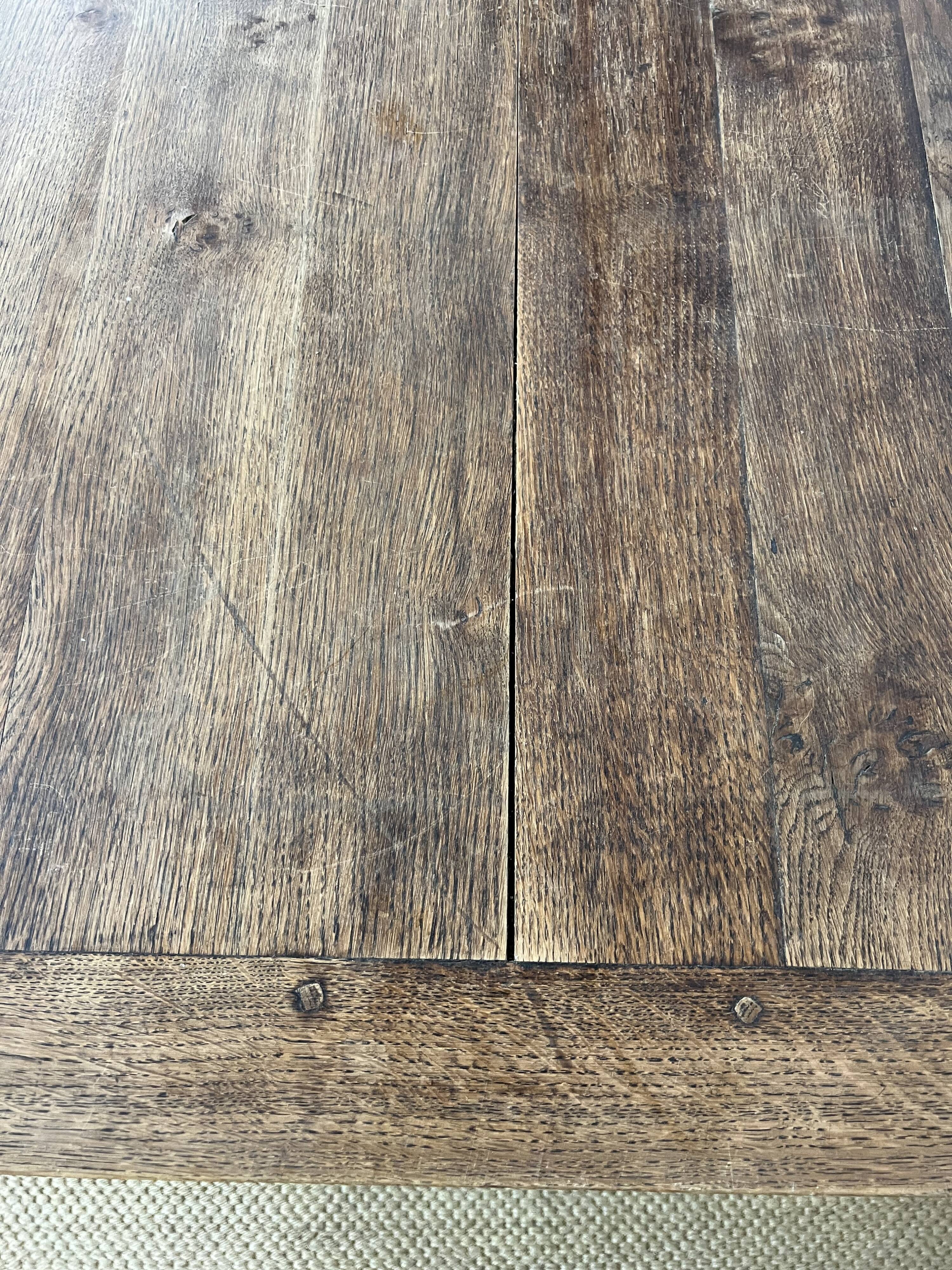 Wooden farmhouse table