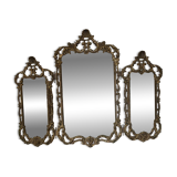 Triptyque Miroir Baroque/Rococo en laiton Doré, vers 1950 -M