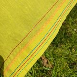 Belgian Linen Tablecloth Embroidered, Yellow Tyedie