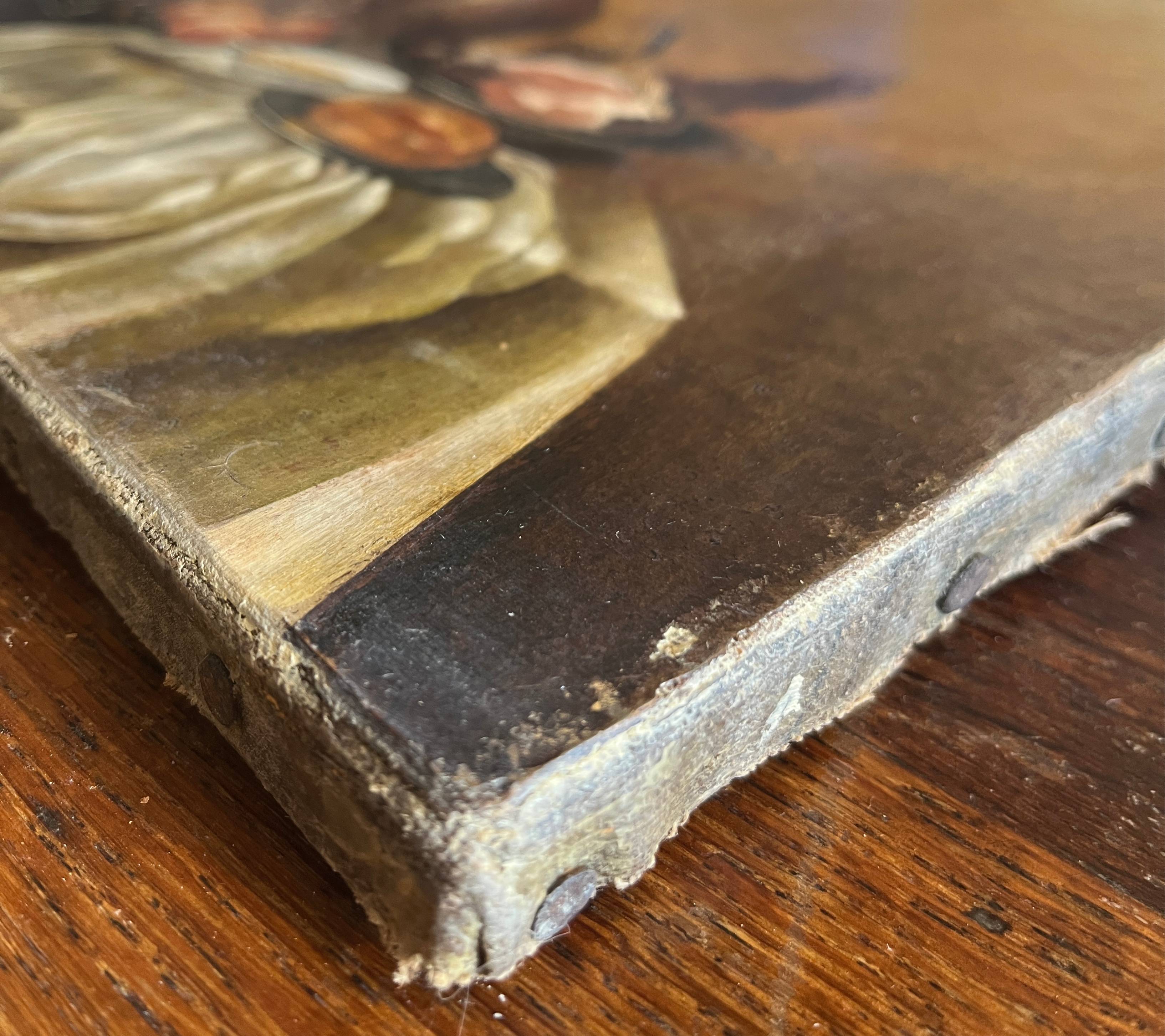 Antique painting HSP/C "The Buffet, Ham and Grapes" in the style of Cornelis