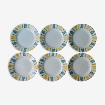 6 plates in Earthenware Digoin Sarreguemines, model Brigitte