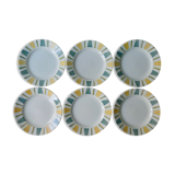 6 plates in Earthenware Digoin Sarreguemines, model Brigitte