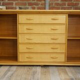 Wooden and rattan sideboard