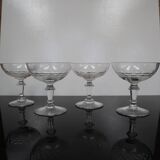 4 coupes à champagne en verre ciselé, XXème