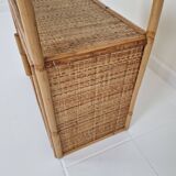 Italian Bamboo and Rattan Cabinet or Bed Side Table, 1980s