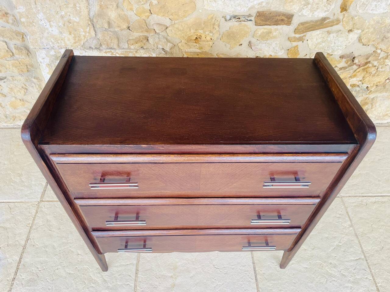 Commode de style Art Deco en noyer, circa 1950