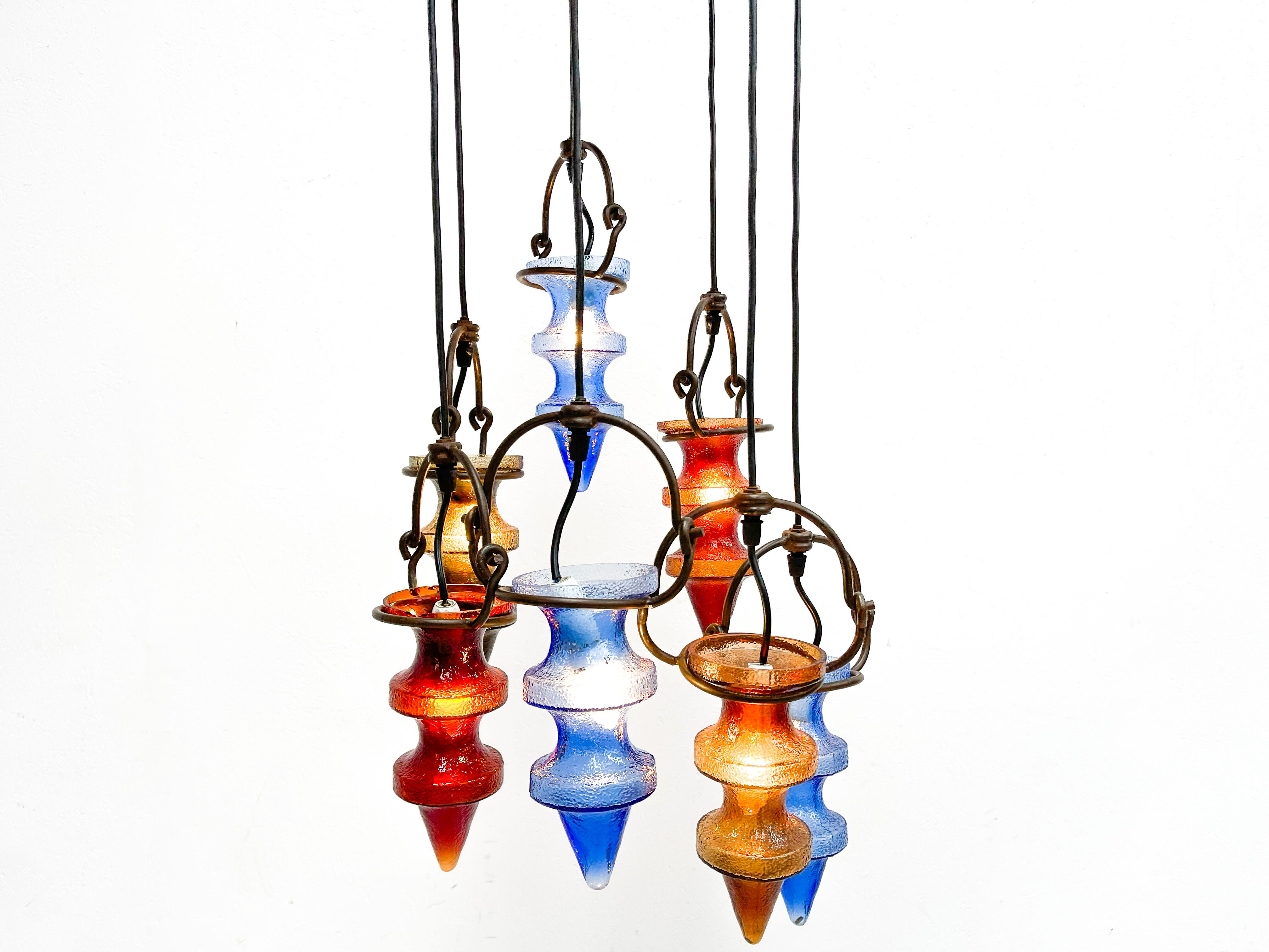 1970's colorful Belgian glass chandelier by Nanny Still for Massive