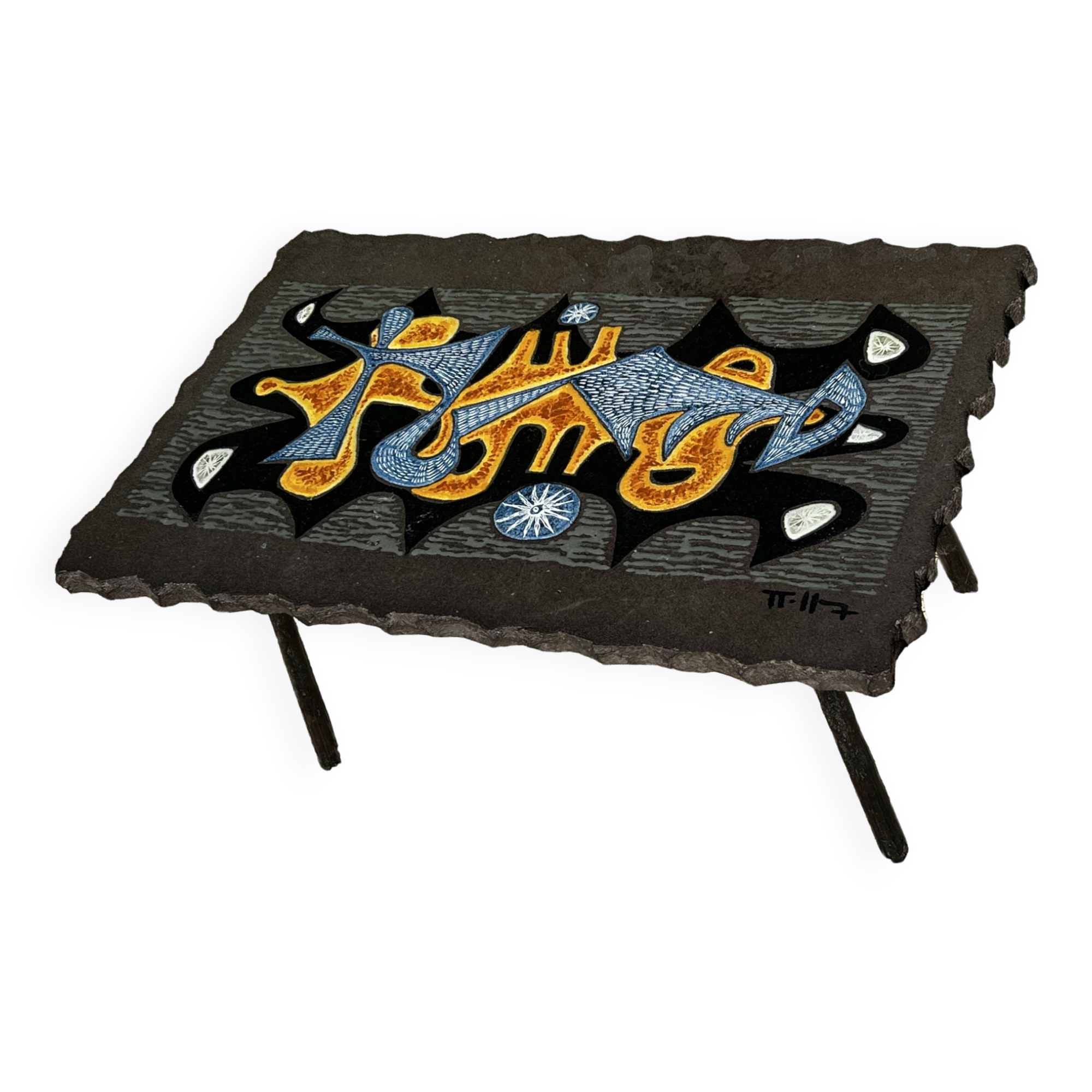 Jean Jaffeux enameled lava coffee table 1950