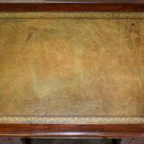 Antique Hardwood Desk with Leather Top and Slanted Drawer