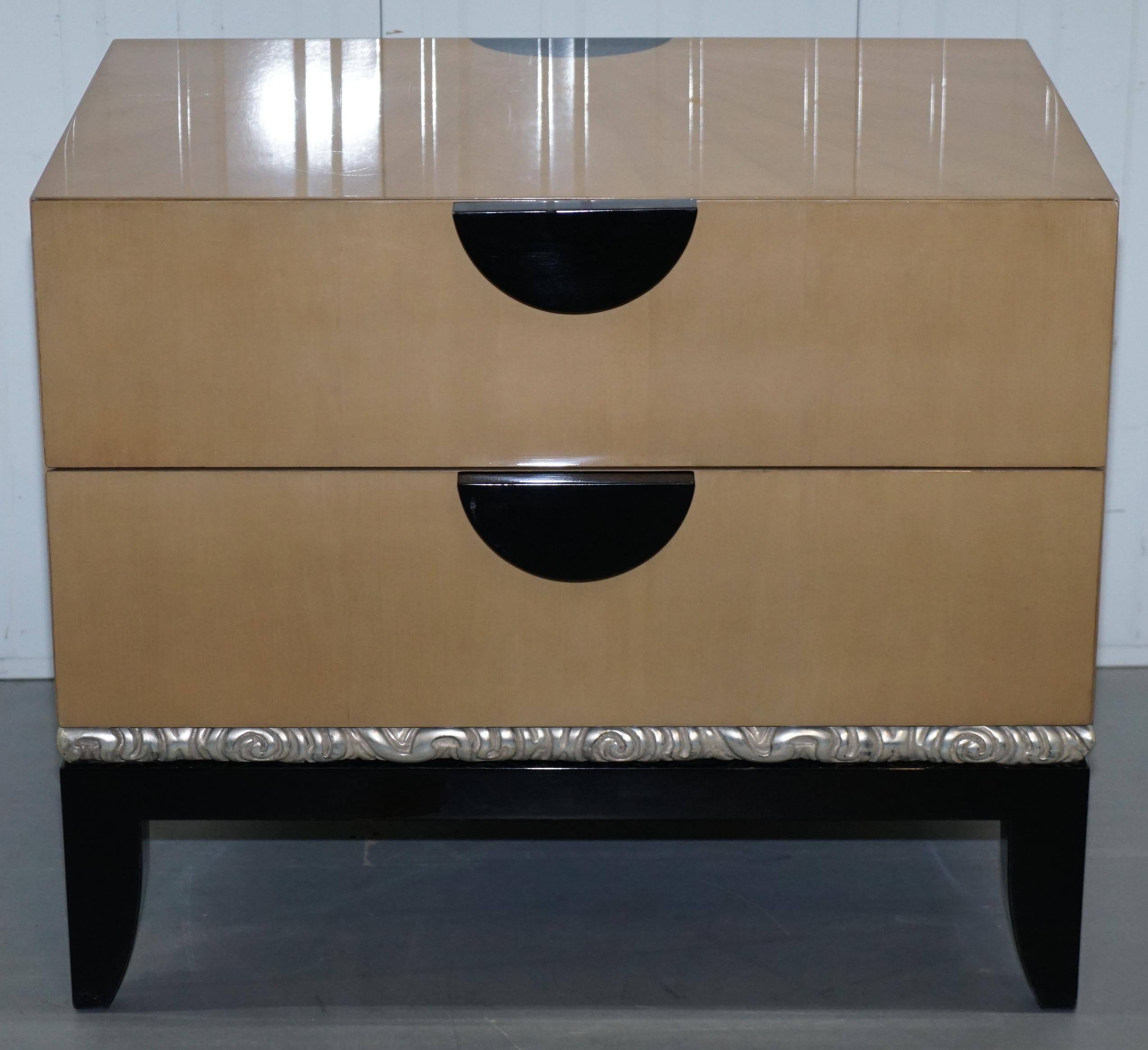 Cloud bedside tables by J Robert Scott with 14-carat gold veneer.