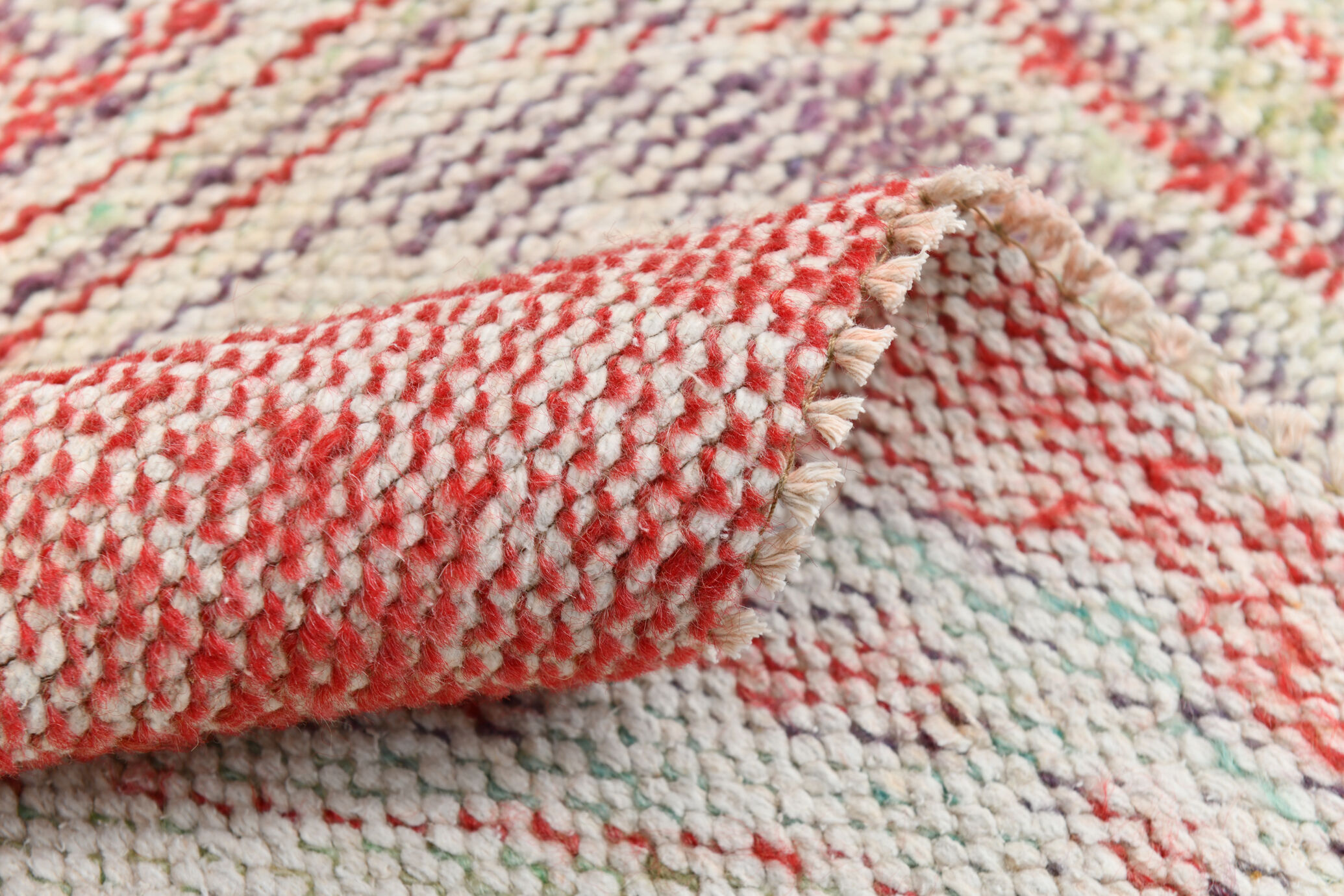 3x9 red & beige vintage runner rug 82x269cm