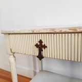 Patinated sofa end bedside