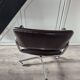 Vintage strafor brown leather armchair with casters