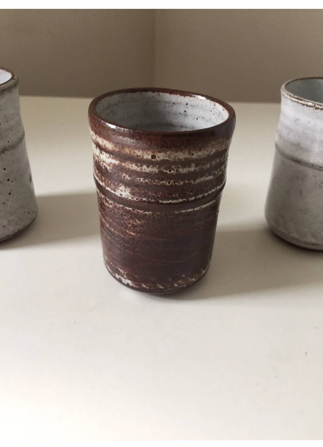 Lot de 3 petits verres liqueur en grès Roger Collet Vallauris