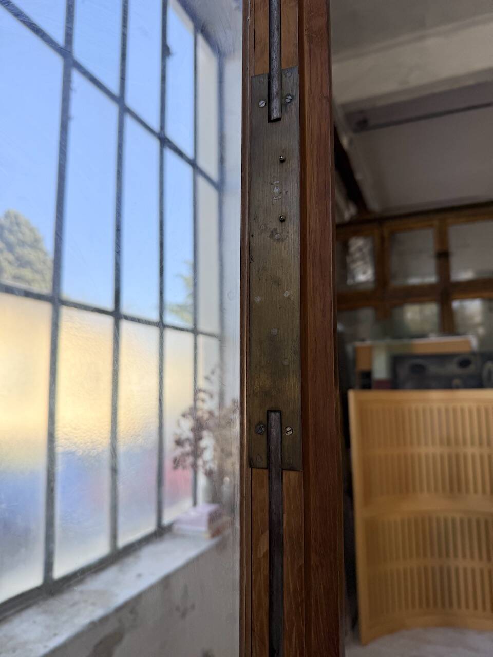 Antique XL Napoleonic oak glass bookcase, 19th century