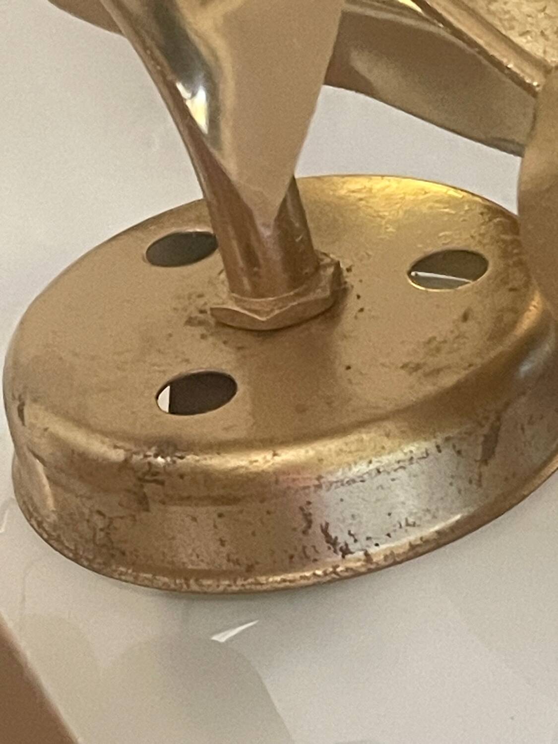 70s gold metal and opaline lamp