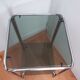 Console end table in chrome metal and smoked glass Space Age