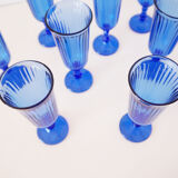 Set of 9 blue champagne flutes