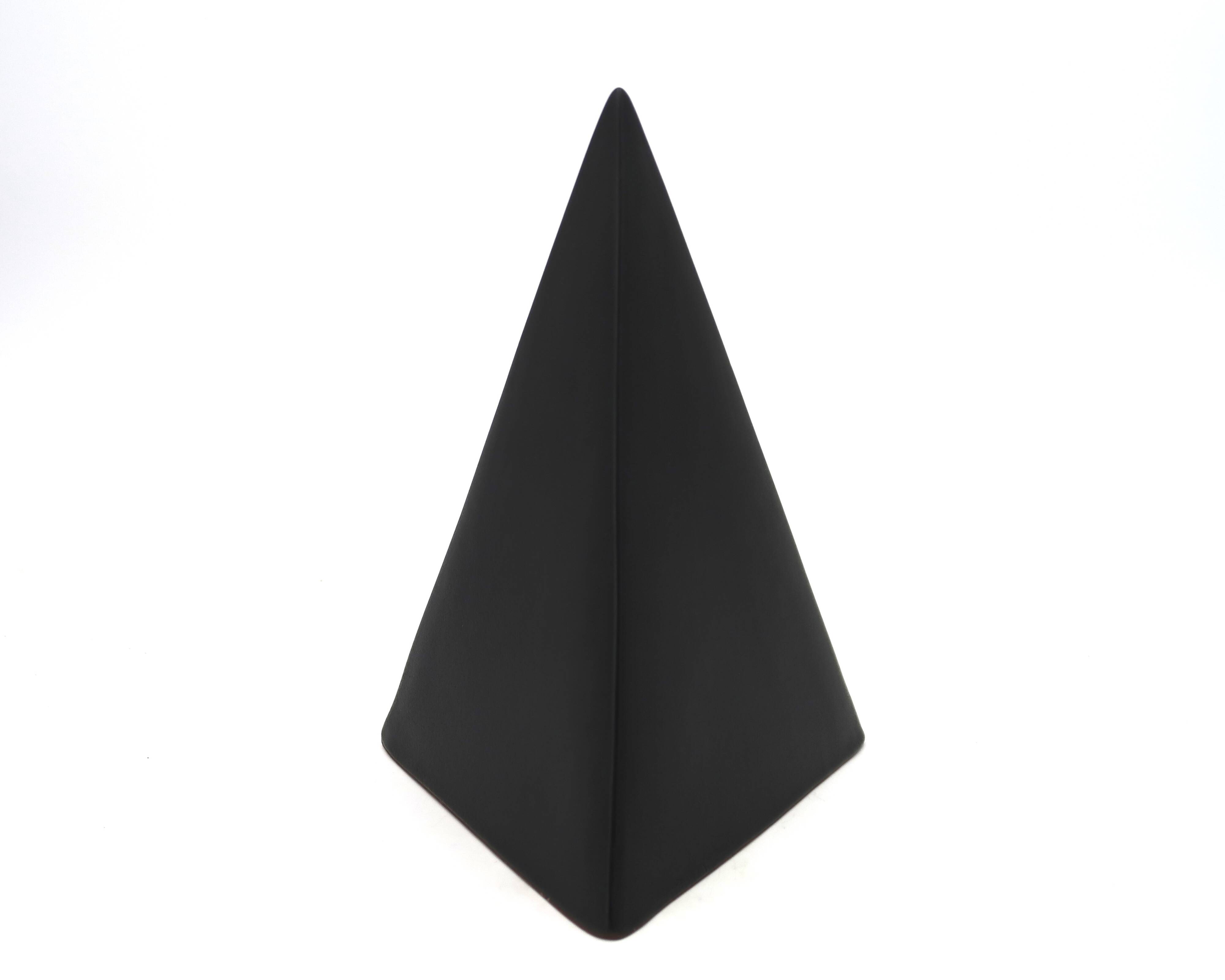 Black pyramid sculpture by Antonio Lampecco in ceramic, 1980s