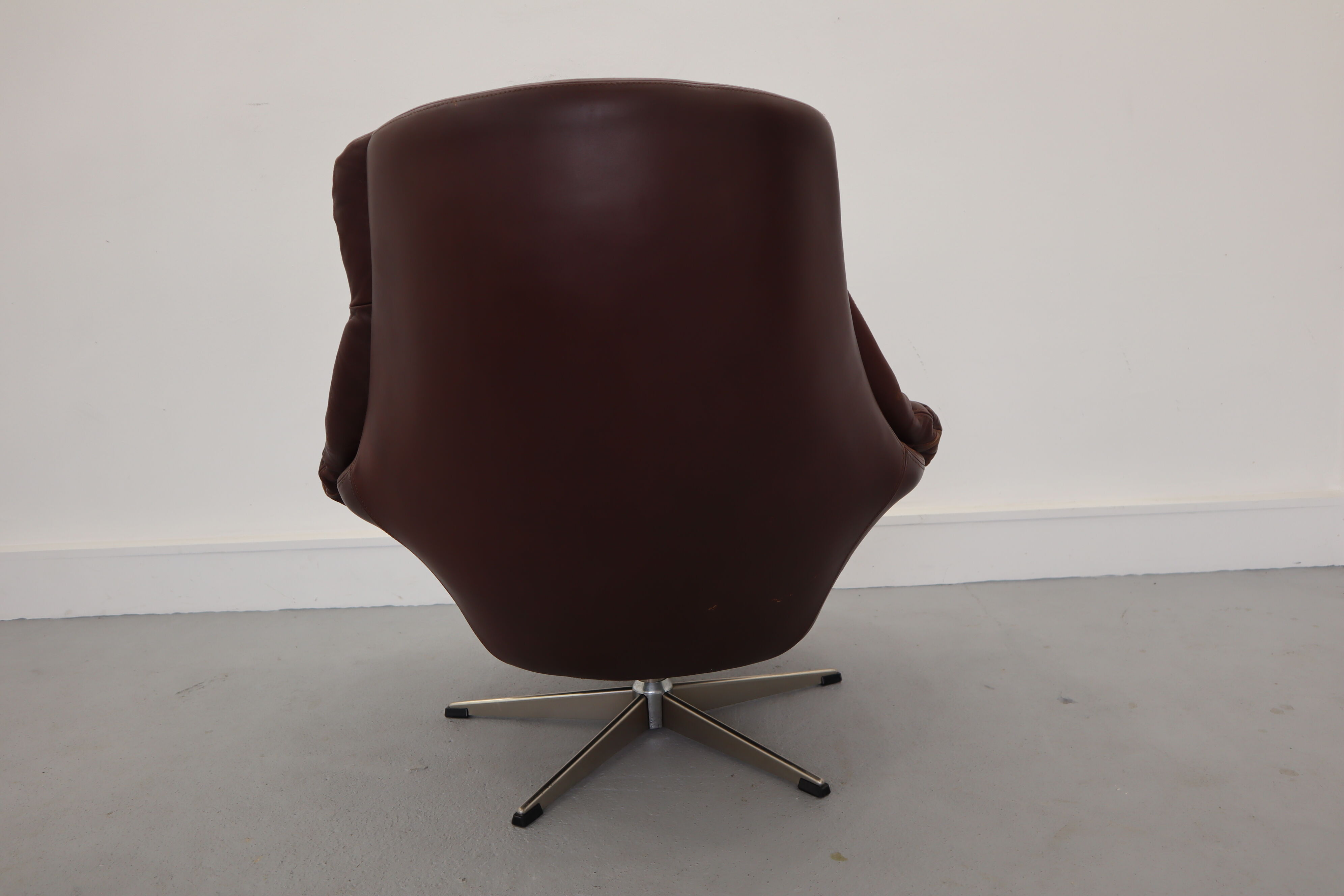 Swivel armchair and stool by h. w. klein for bramin, 1970s, set of 2