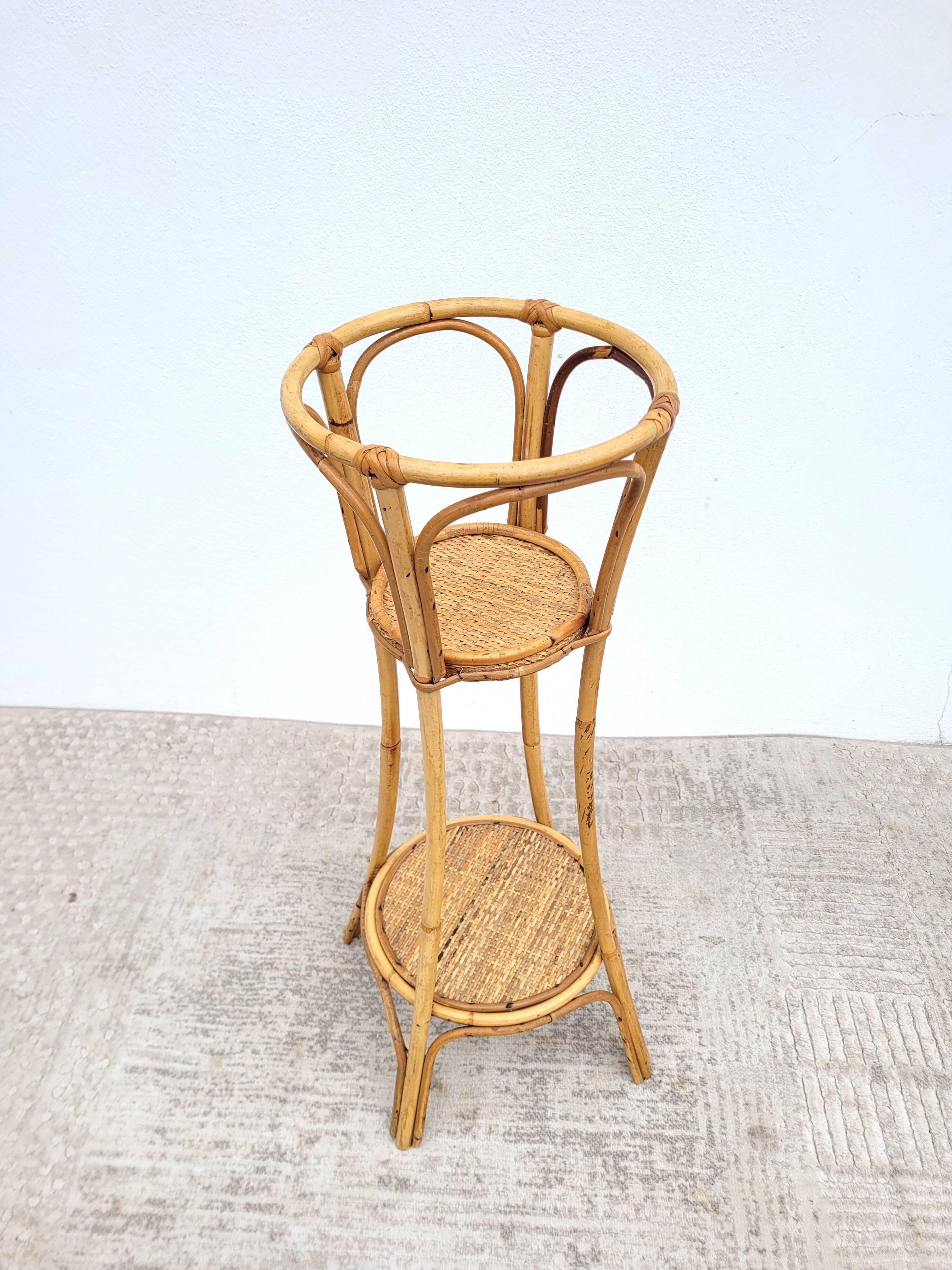 Vintage rattan plant holder