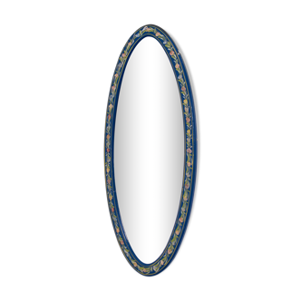 Miroir ovale en bois peint alentejano