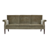 1960s, Danish 3-seater sofa, light green furniture velour.
