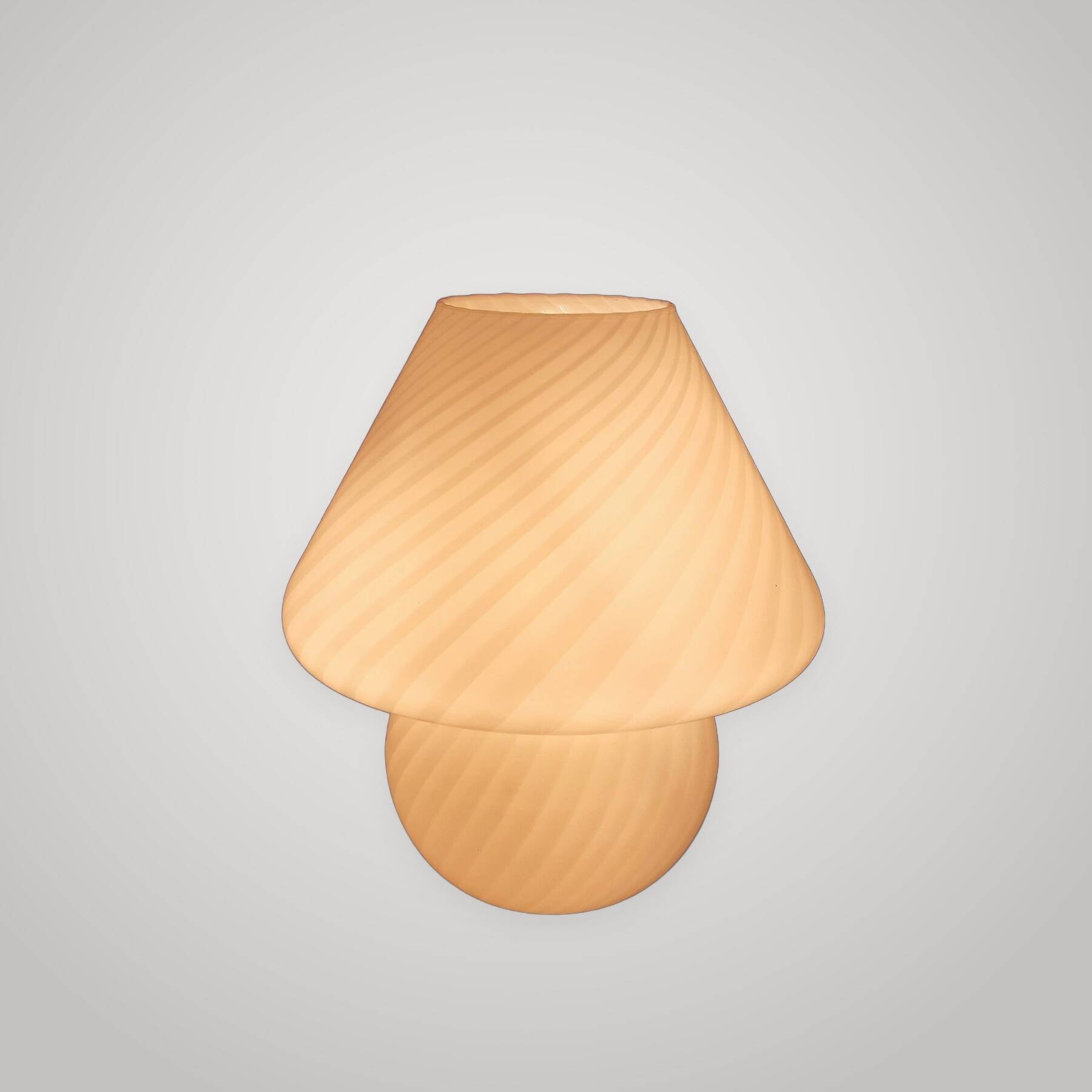 Mushroom Table Lamp Murano Glass White Spiral Modern Design 1970
