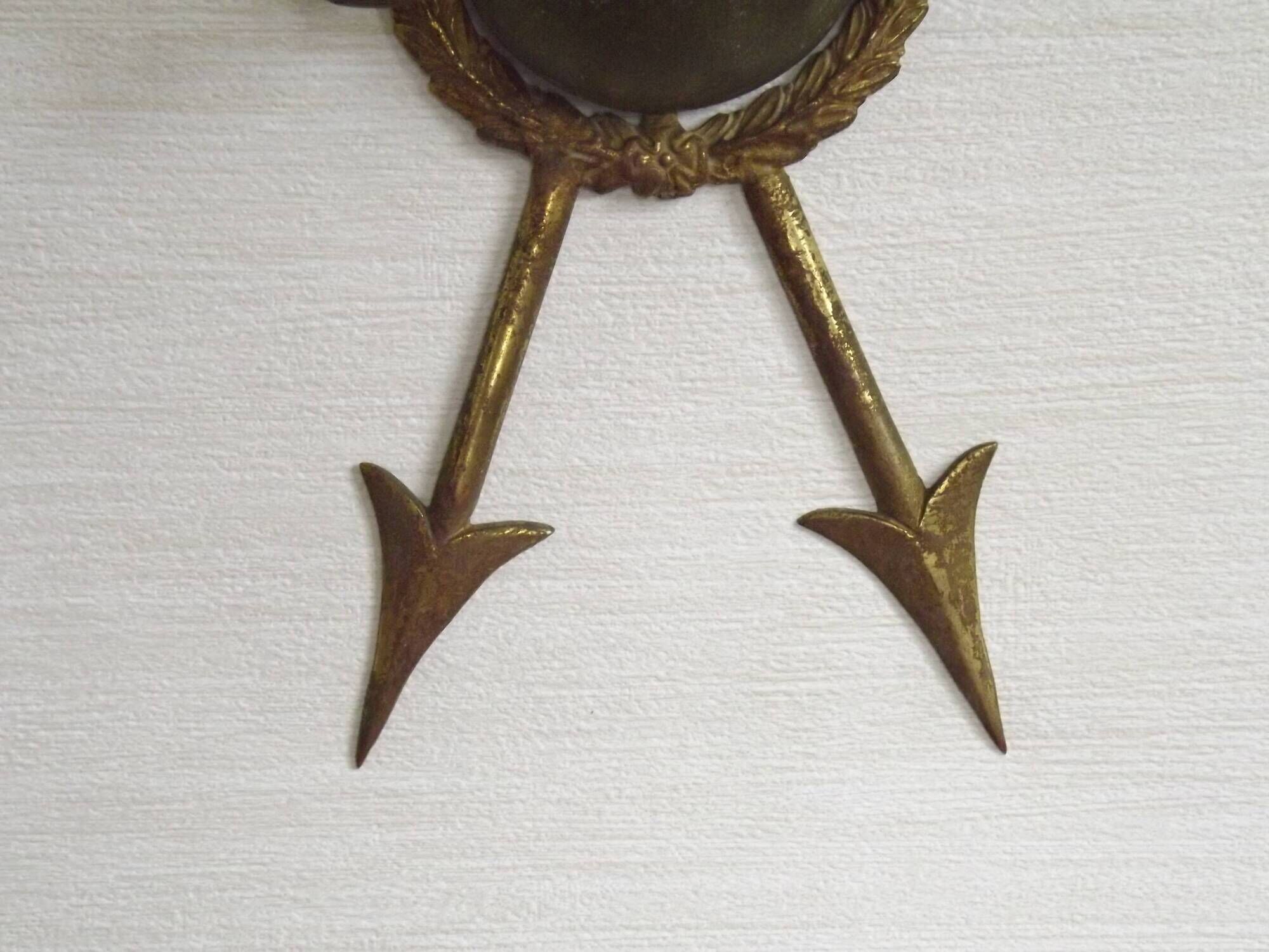 French Vintage Bronze Empire Arrow & Quiver Criss Cross Double Wall Sconces