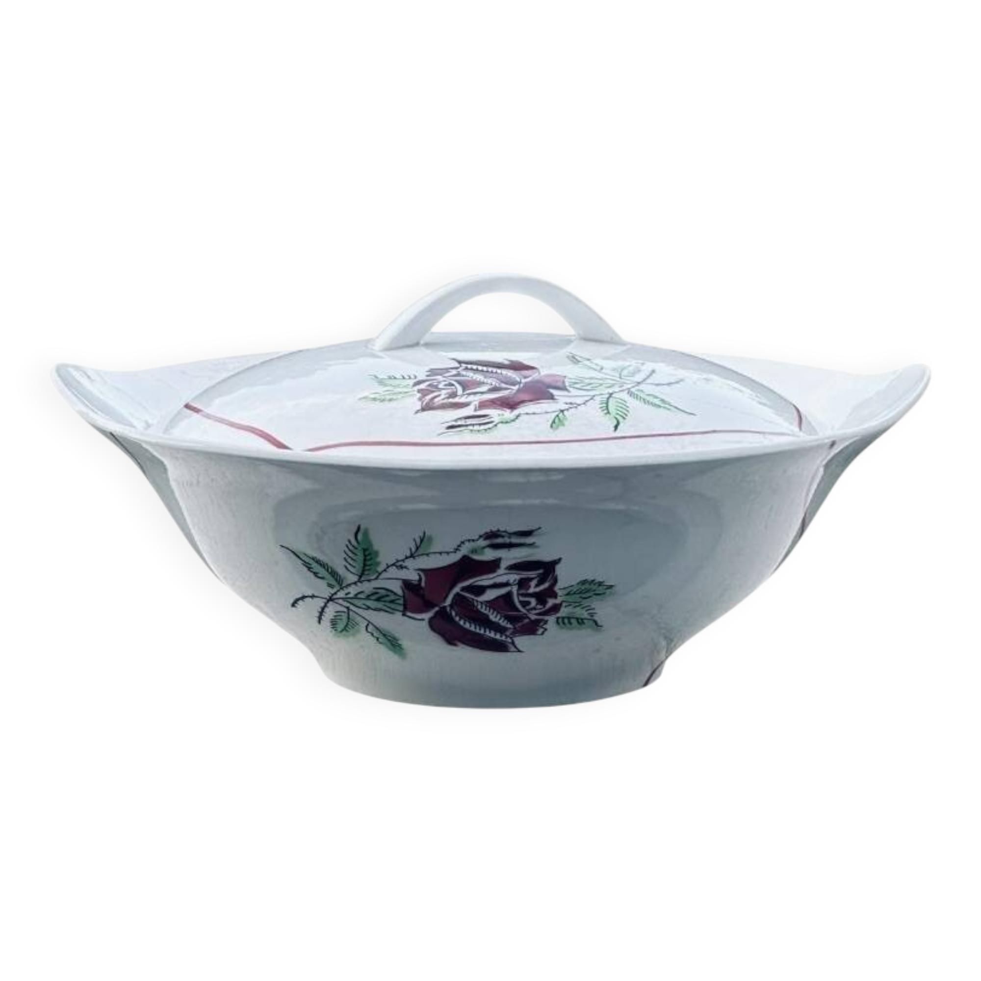 Vegetable dish "Dominique" Céranord Saint-Amand – Hand-decorated – 1950s