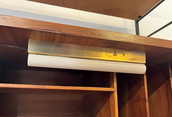 Bibliothèque bureau scandinave en teck et fer noir, ladderax