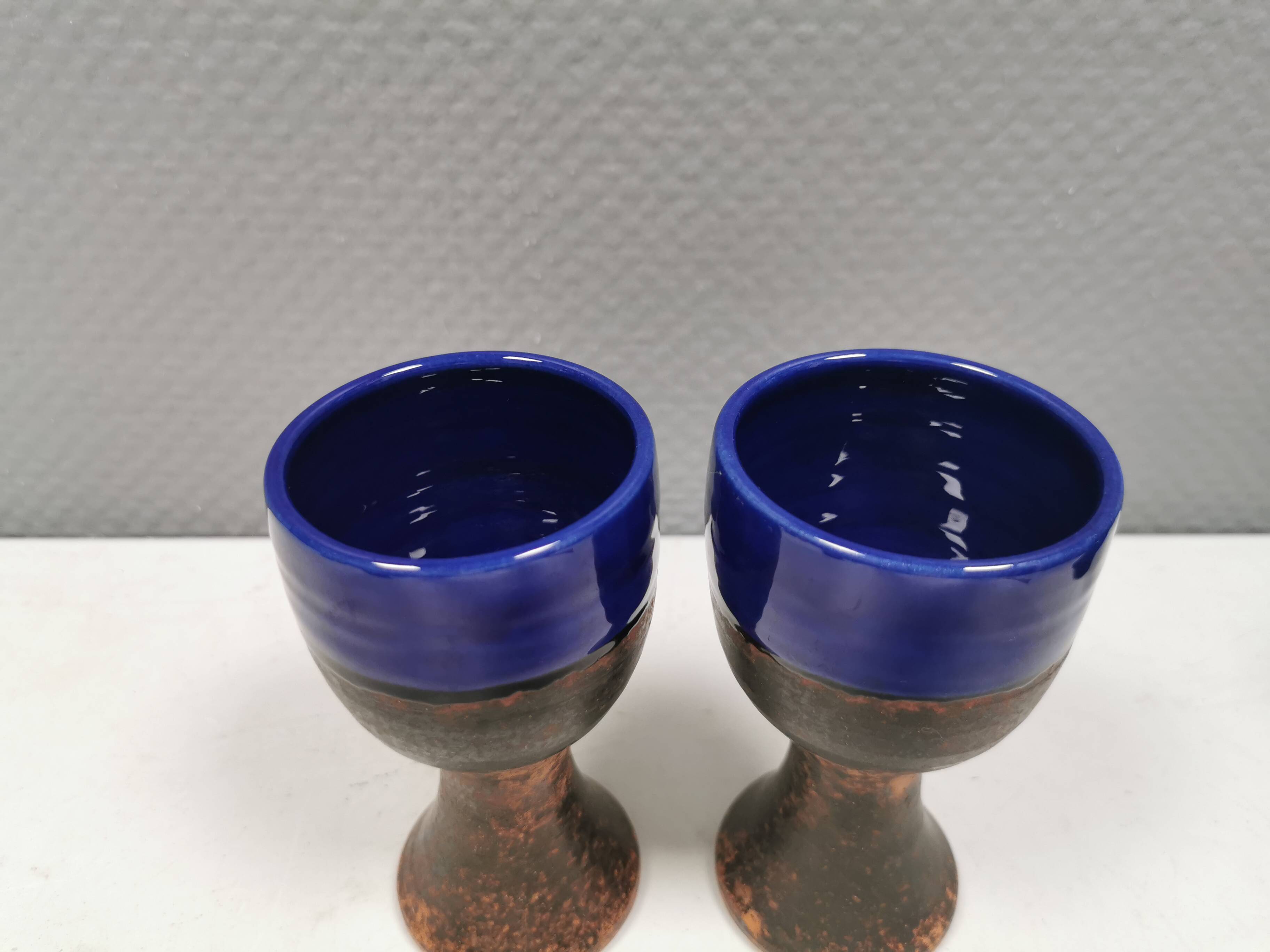 Two mugs in partially blue-glazed ceramic, from Seilast Wisby Sweden