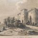 Old engraving, view of the Château de Breuil, Bordeaux castle, Gironde