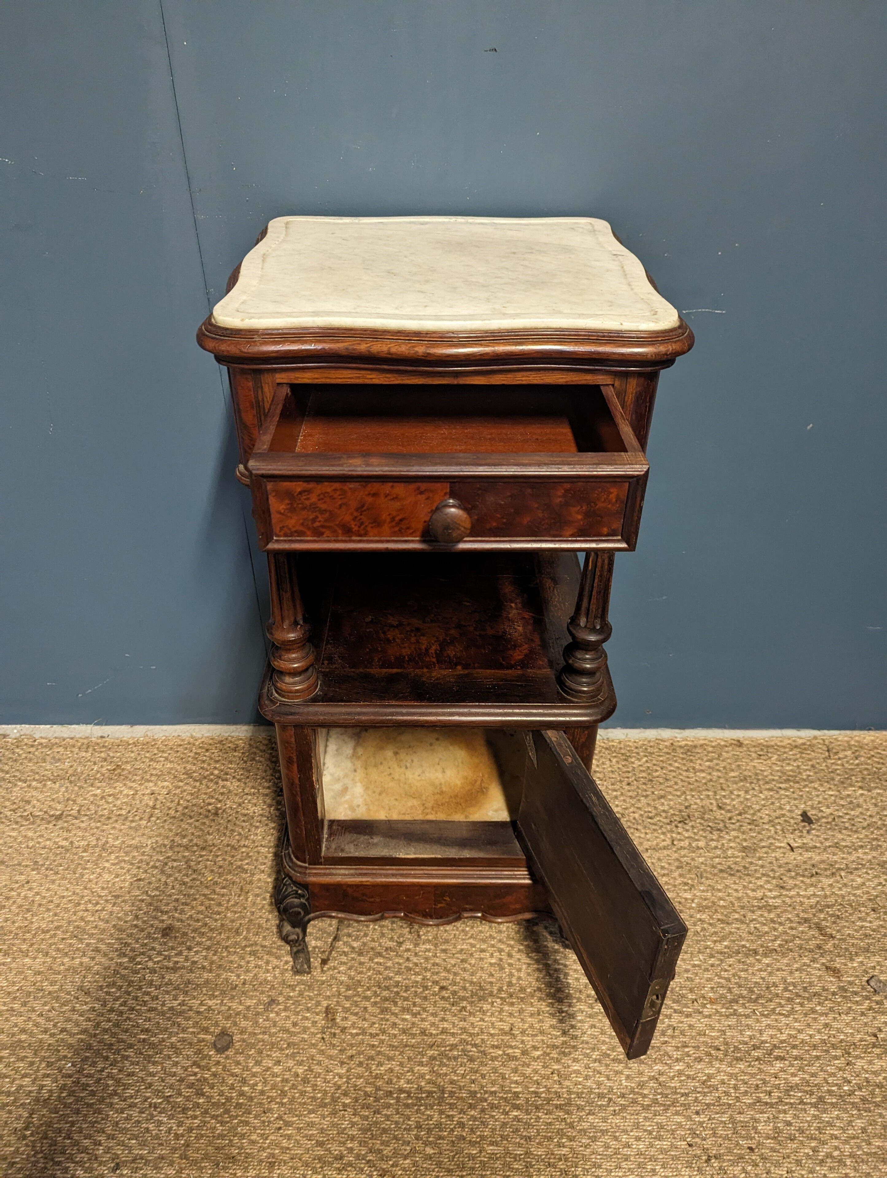 Louis XVI style bedside table in mahogany and rosewood