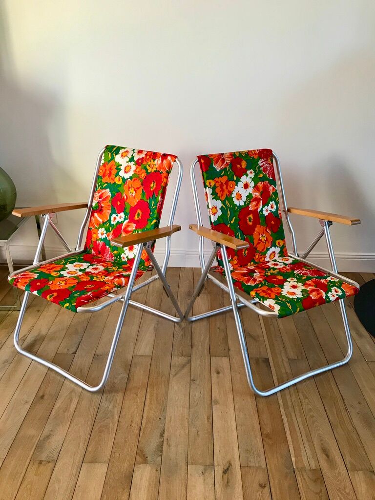 Paire de chaises de camping à fleurs vitaminées 70