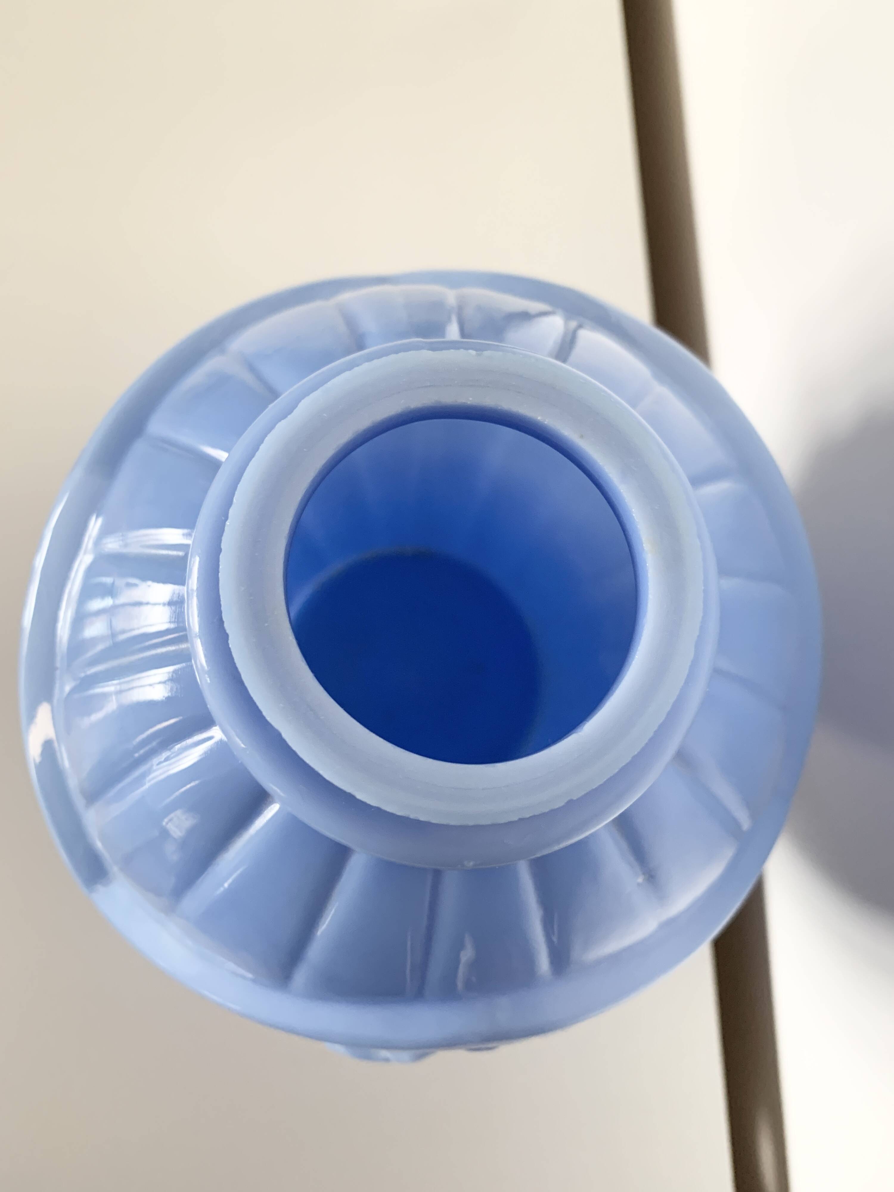 Art Deco vase in blue opaline glass