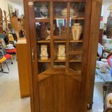 1940s school library in light oak with glass door and shelves