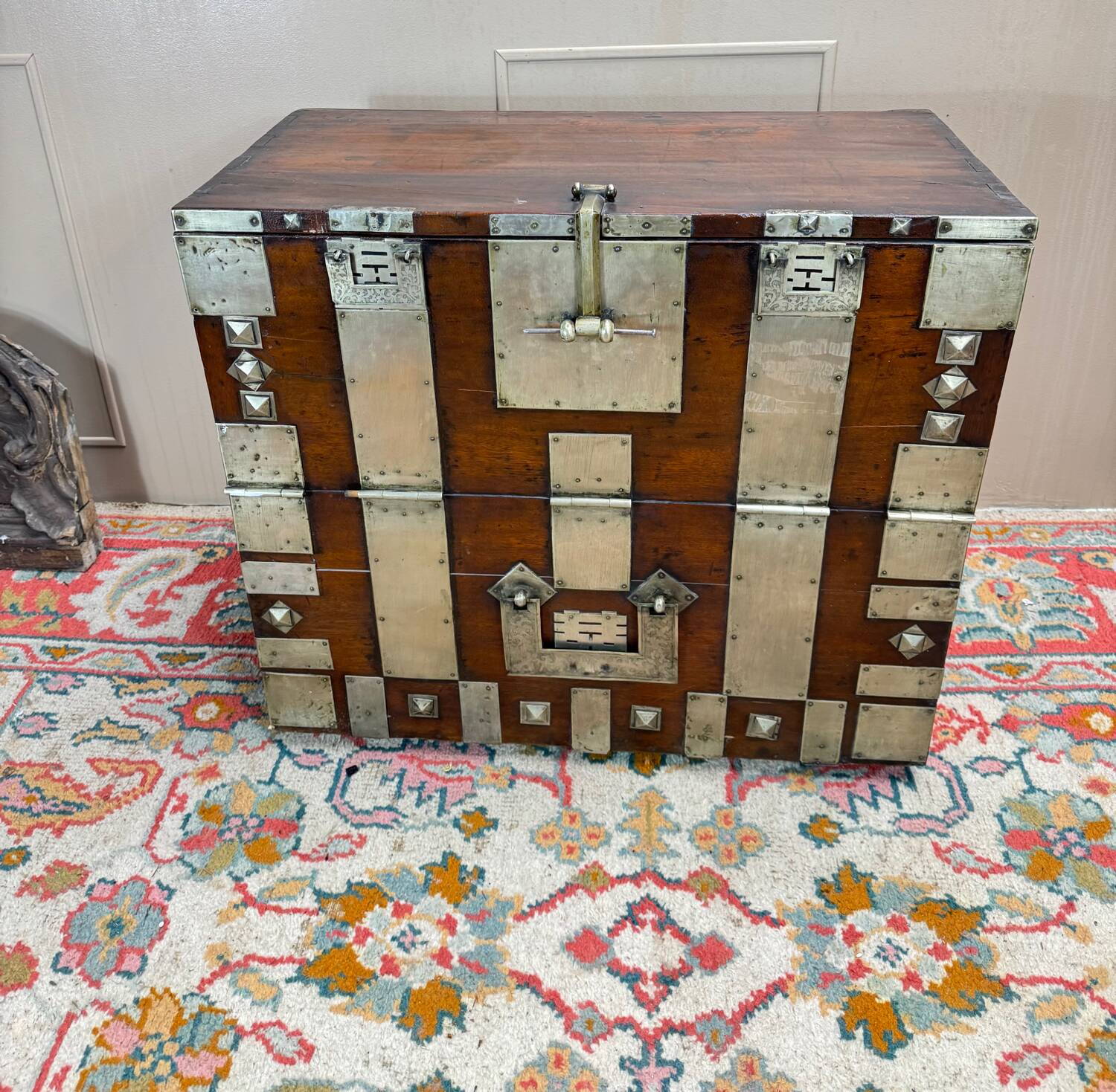 19th Century Korean Wooden and Brass Storage Chest