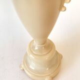 Opalescent glass lamp, new 2 M fabric cable, cotton lampshade