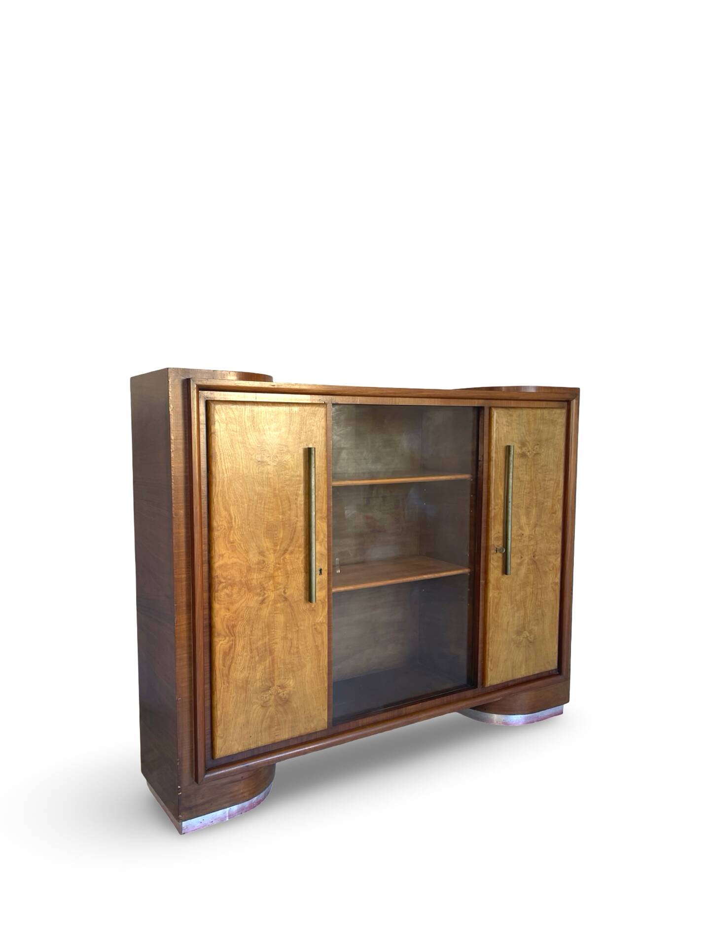Striking Art Deco birch wood sideboard