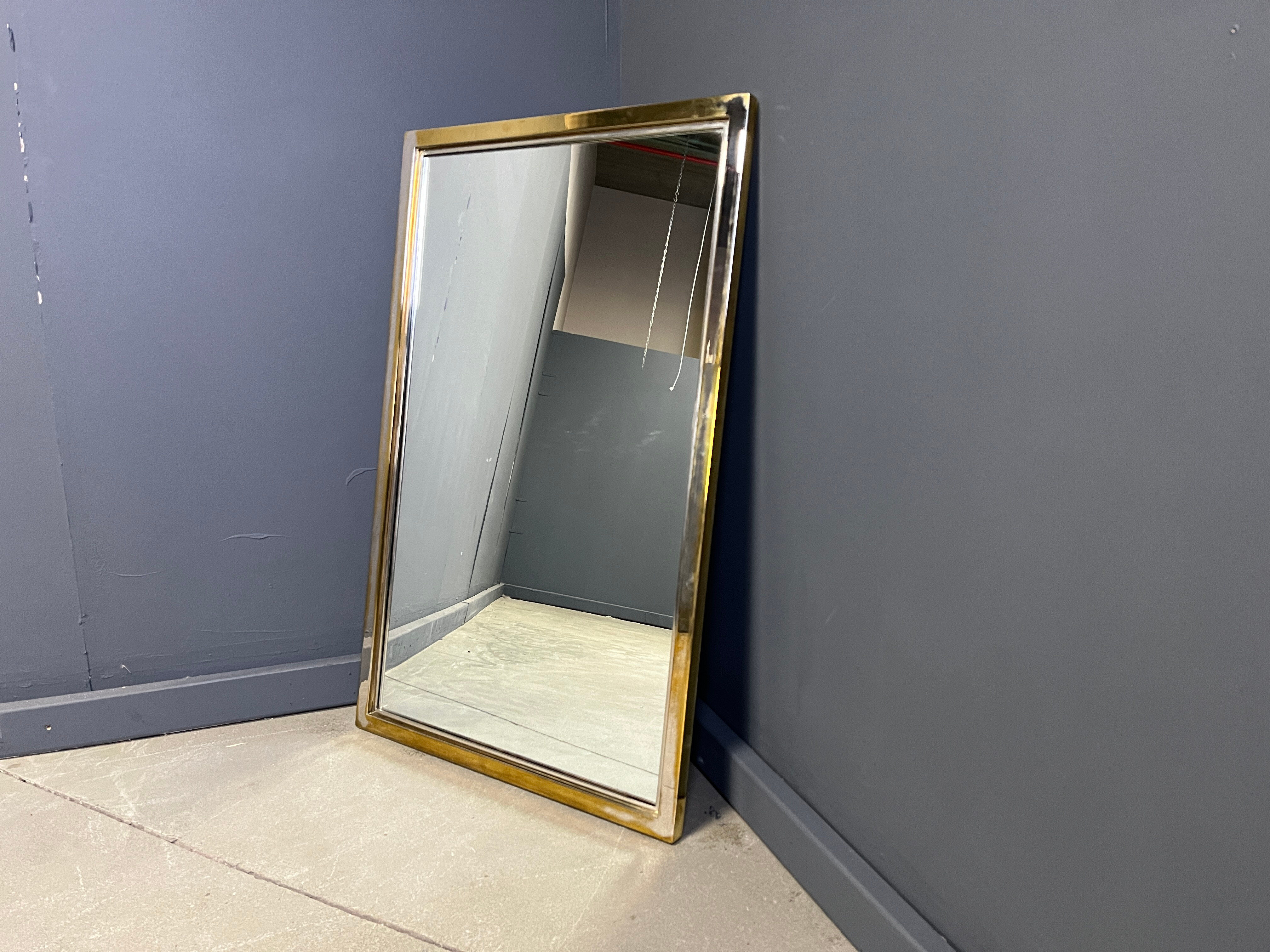 Vintage brass mirror by Belgochrom, 1970s