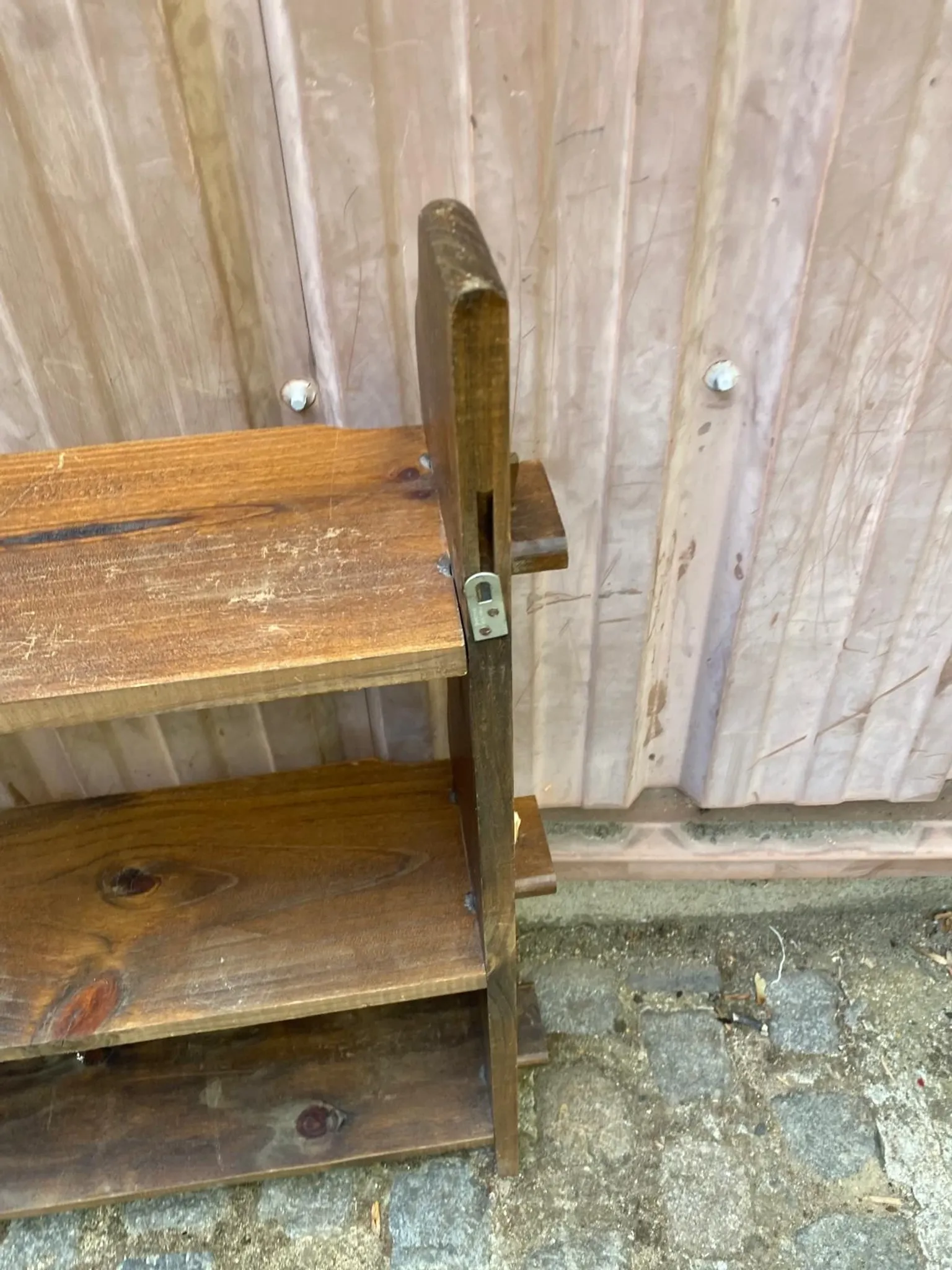 Rustic solid wood wall shelf 76x86cm 3 levels 1970