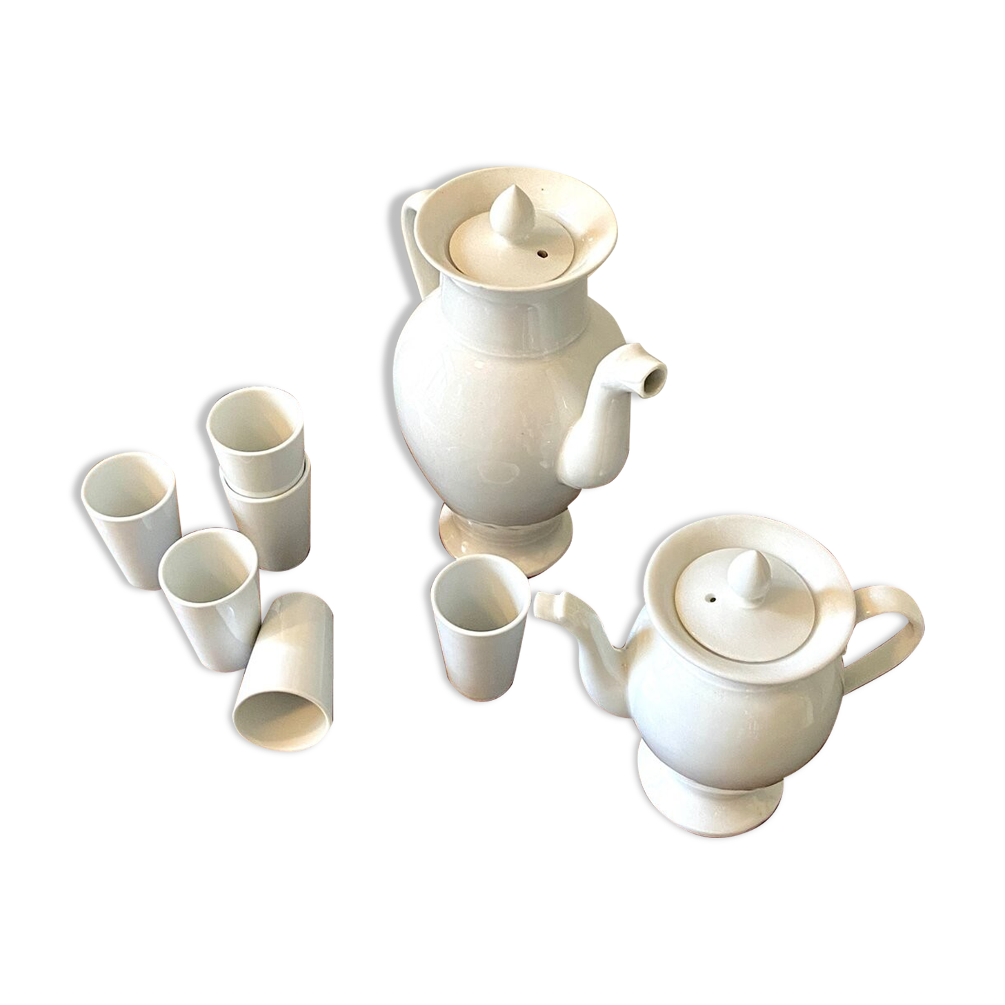 White porcelain coffee and tea set