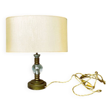 Hollywood Regency inspired brass table lamp drum lampshade